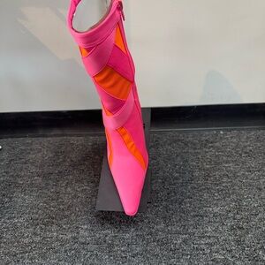 Jeffrey Campbell Vibrant Pink and Orange Heeled Boots